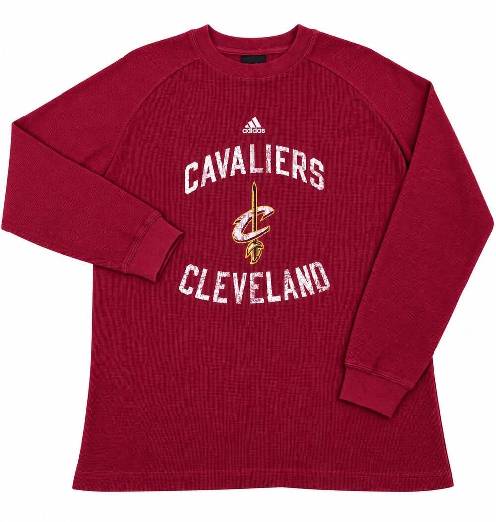 Adidas Cleveland Cavaliers Thermal Waffle Knit Long Sleeve Shirt Mens XL NBA CAV